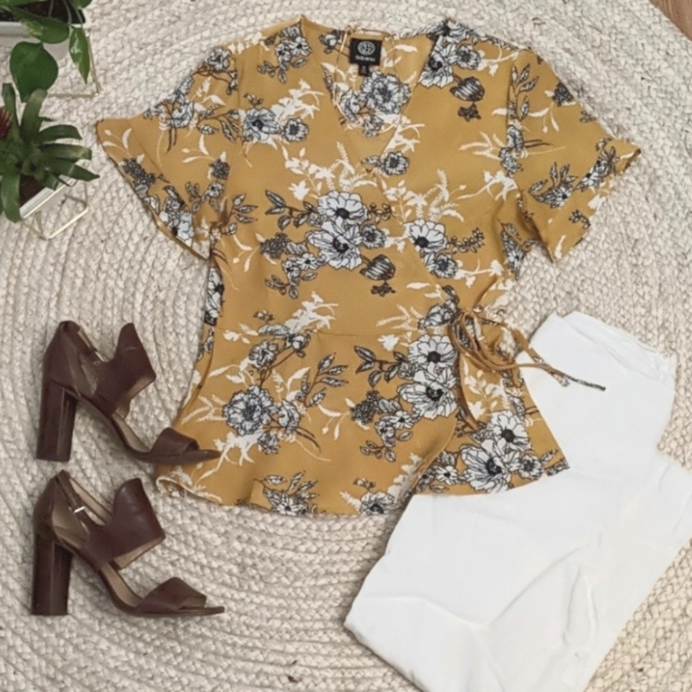 Nordstrom Bobeau Floral Print Wrap Blouse